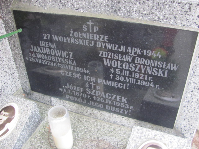 Zdzisław Bronisław Wołoszyński 1921 Jarosław - Grobonet - Wyszukiwarka osób pochowanych