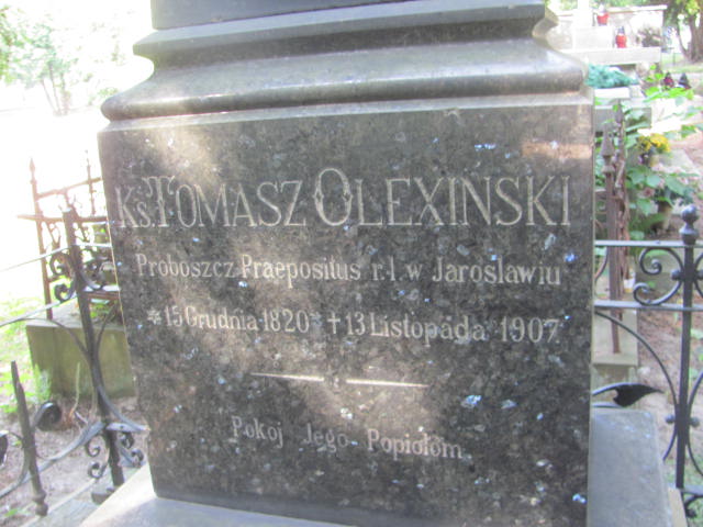 Tomasz Olexiński 1820 Jarosław - Grobonet - Wyszukiwarka osób pochowanych