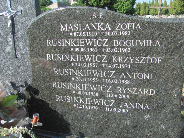 Bogumiła Rusinkiewicz 1961 Jarosław - Grobonet - Wyszukiwarka osób pochowanych