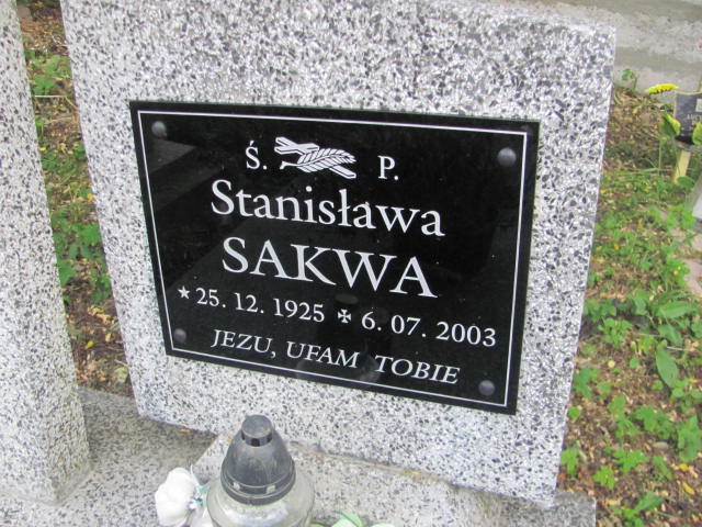 Stanisława Sakwa 1925 Jarosław - Grobonet - Wyszukiwarka osób pochowanych