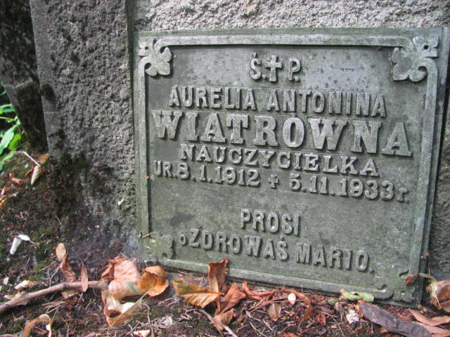 Aurelia Antonina Wiatrówna 1912 Jarosław - Grobonet - Wyszukiwarka osób pochowanych
