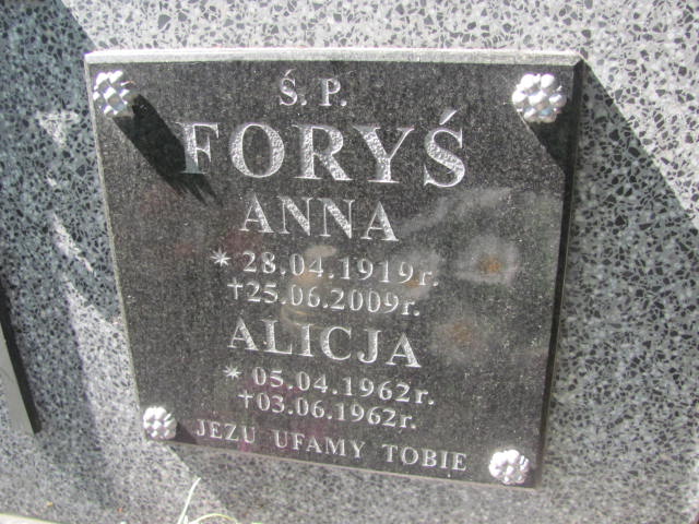 Alicja Foryś 1962 Jarosław - Grobonet - Wyszukiwarka osób pochowanych