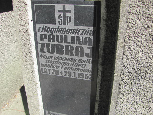 Paulina Zubraj 1886 Jarosław - Grobonet - Wyszukiwarka osób pochowanych